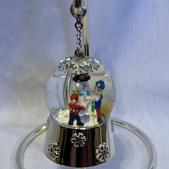 Snow Globe by Regent Square Snowman in Silver Plated Water Ball and Stand 6.5" - Picture 2 of 12